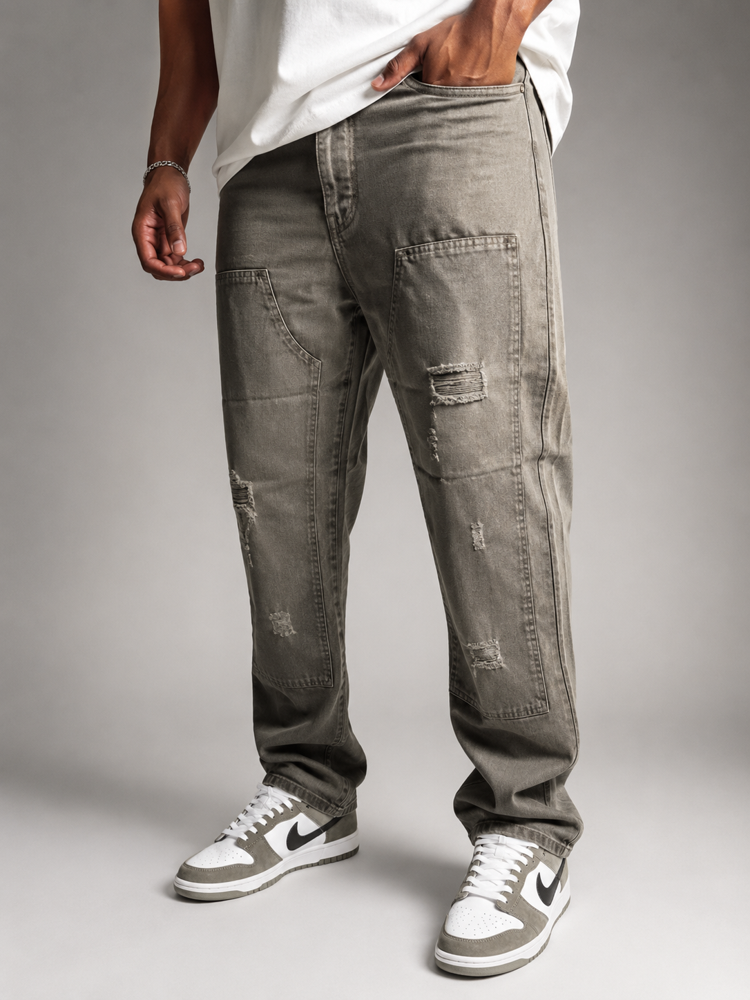 Jean Oversize Destroy Gris Washed