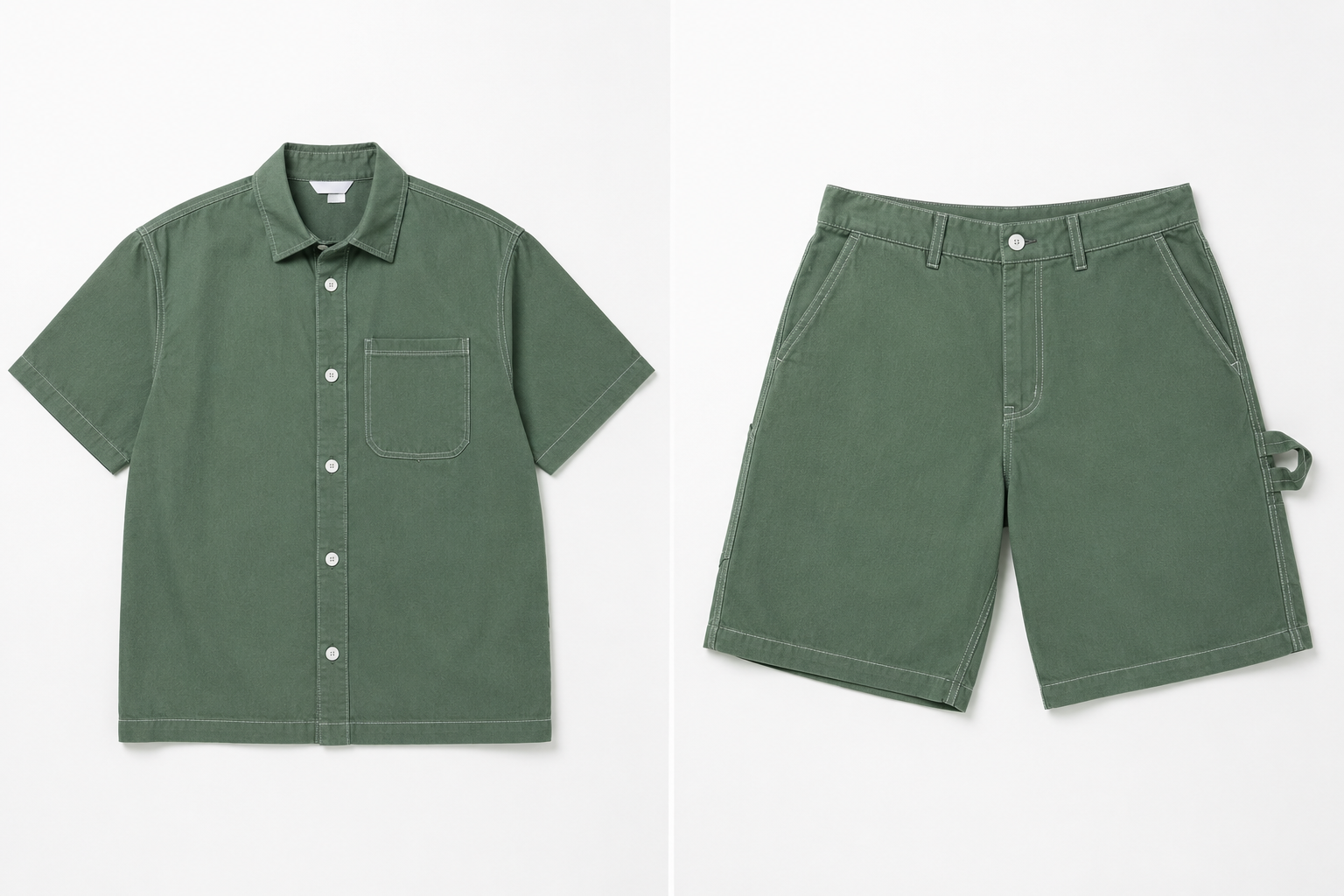 Ensemble short en Jean Vert Kaki