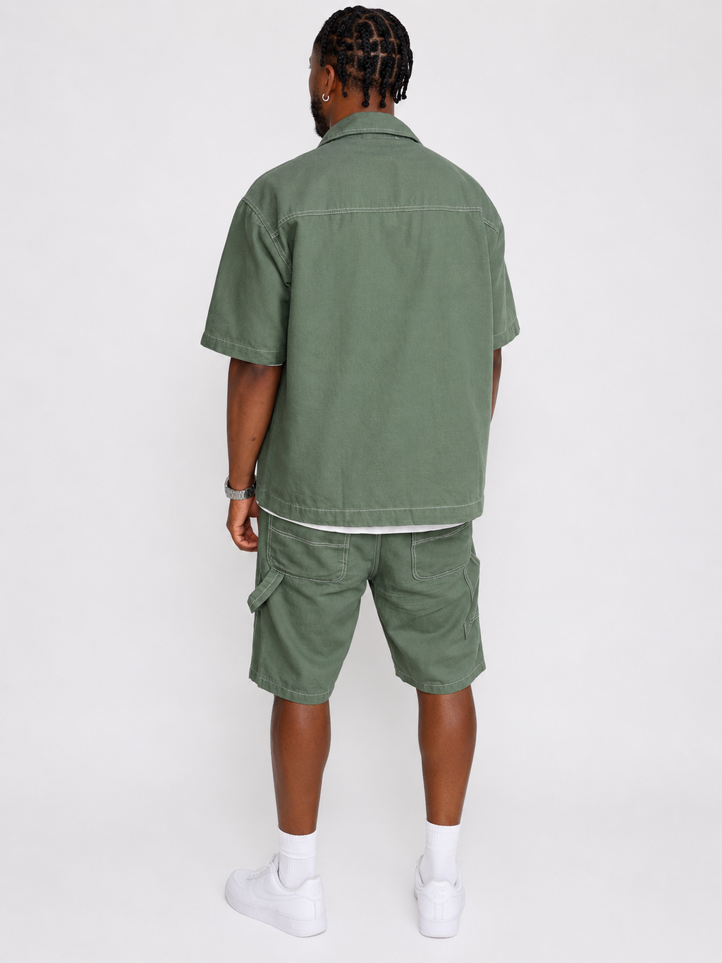 Ensemble short en Jean Vert Kaki