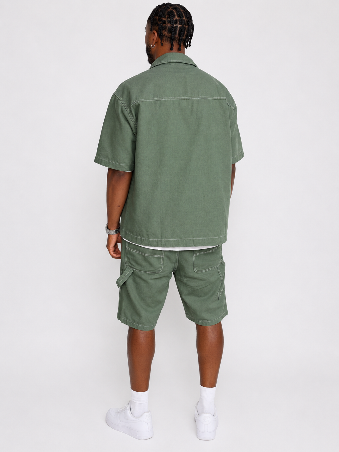 Ensemble short en Jean Vert Kaki