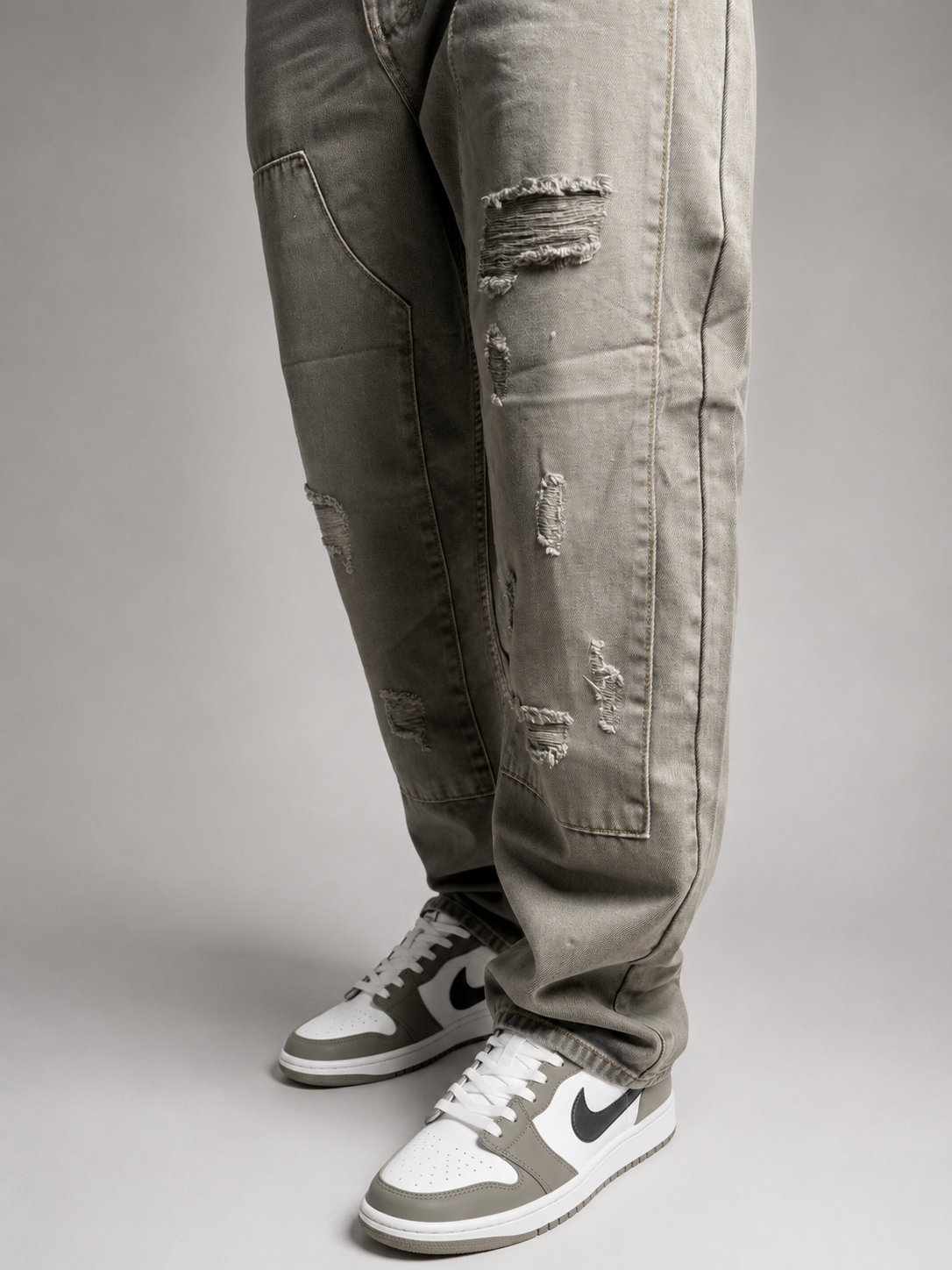 Jean Oversize Destroy Gris Washed