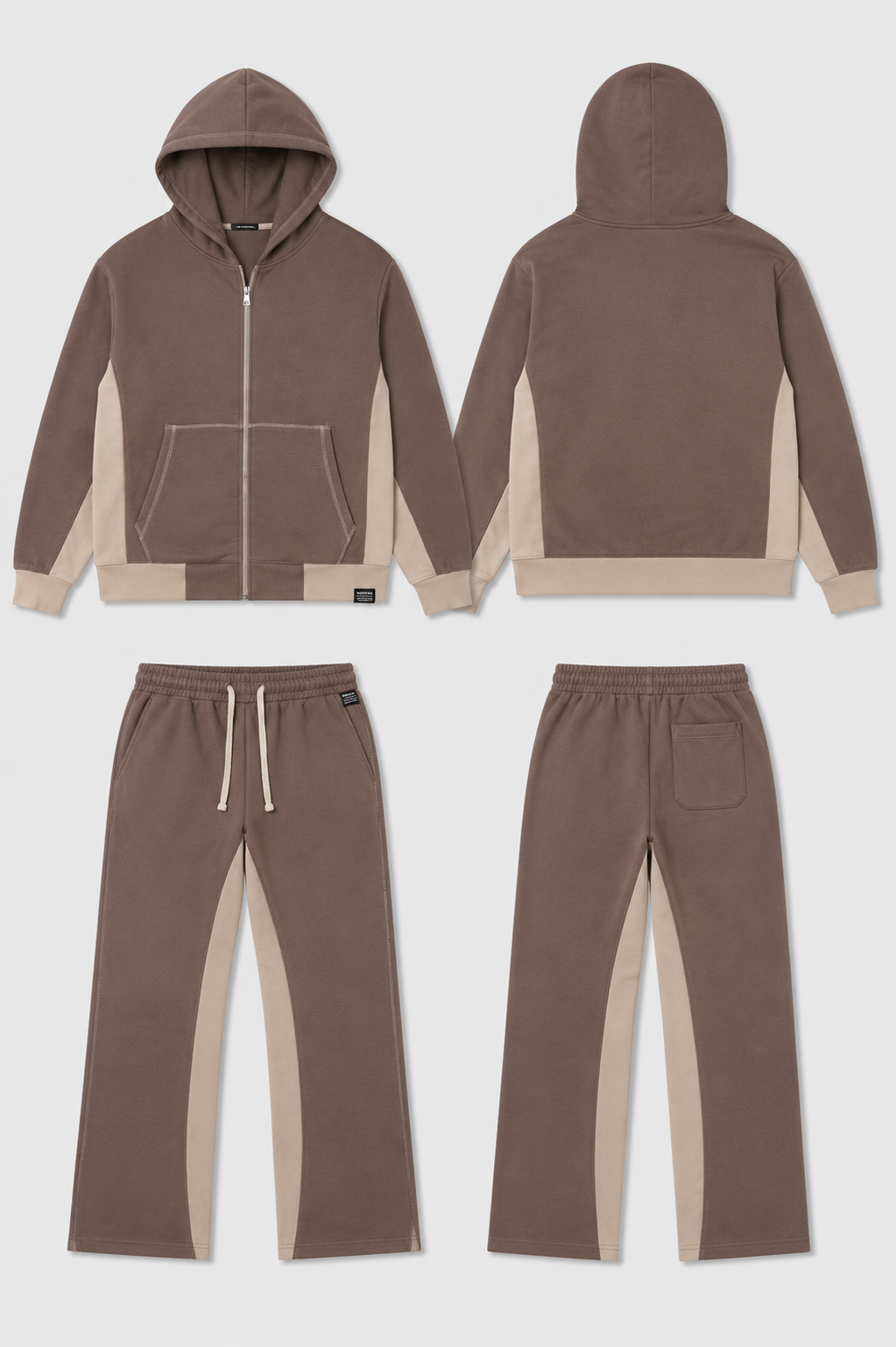 Ensemble Jogging Marron & Beige - Coupe Relax