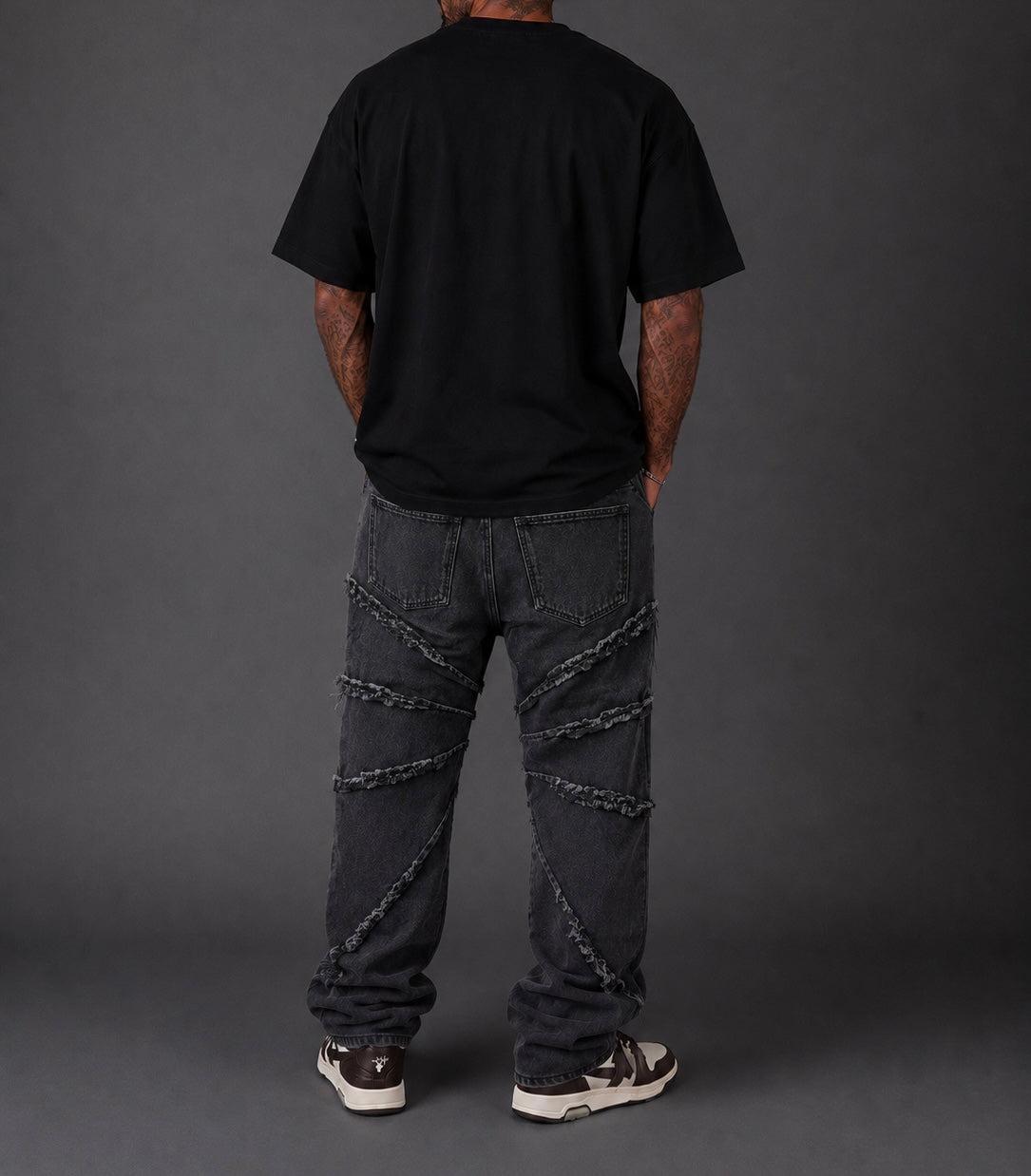 JEANS NOIR GRIS DESTROY