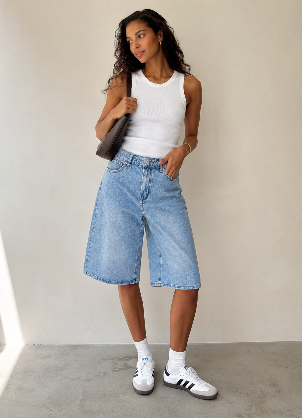 Short Bermuda Denim Oversize Bleu Clair