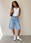 Short Bermuda Denim Oversize Bleu Clair