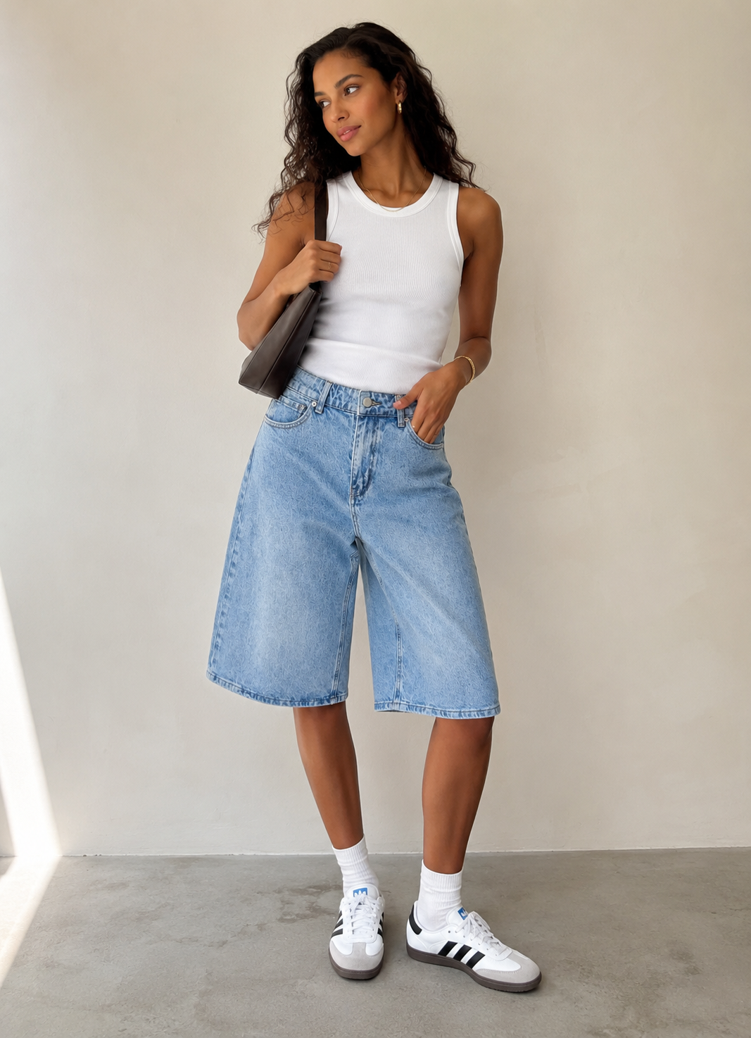 Short Bermuda Denim Oversize Bleu Clair