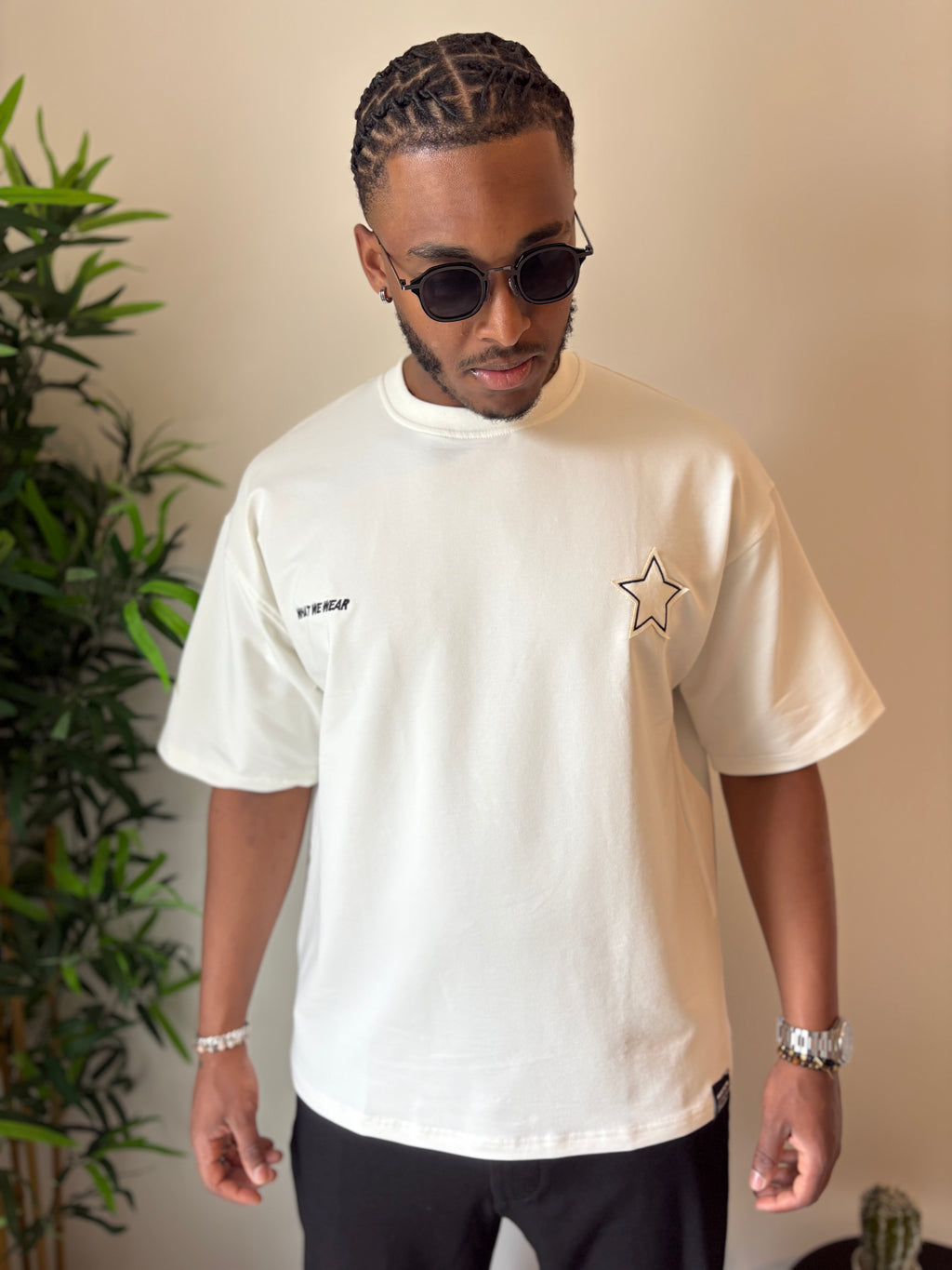 T-shirt Homme Oversize  Etoile-Blanc Pur