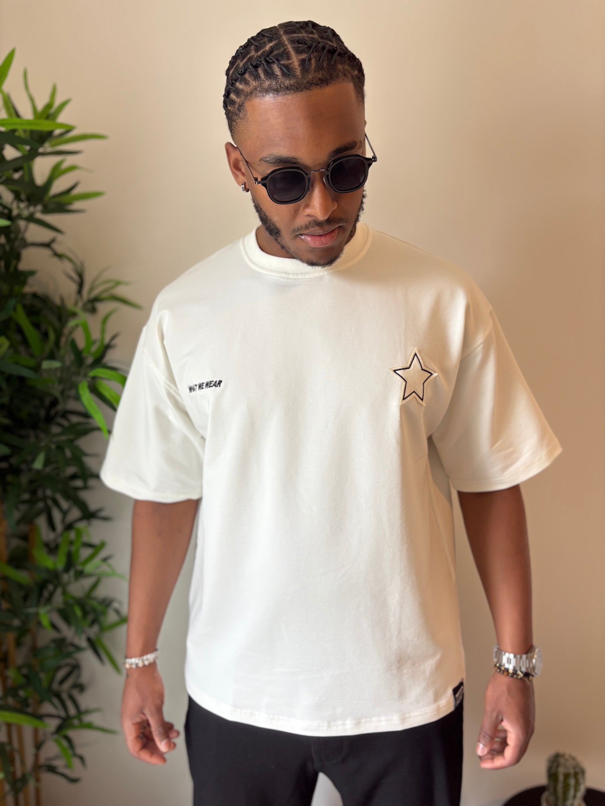 T-shirt Homme Oversize  Etoile-Blanc Pur