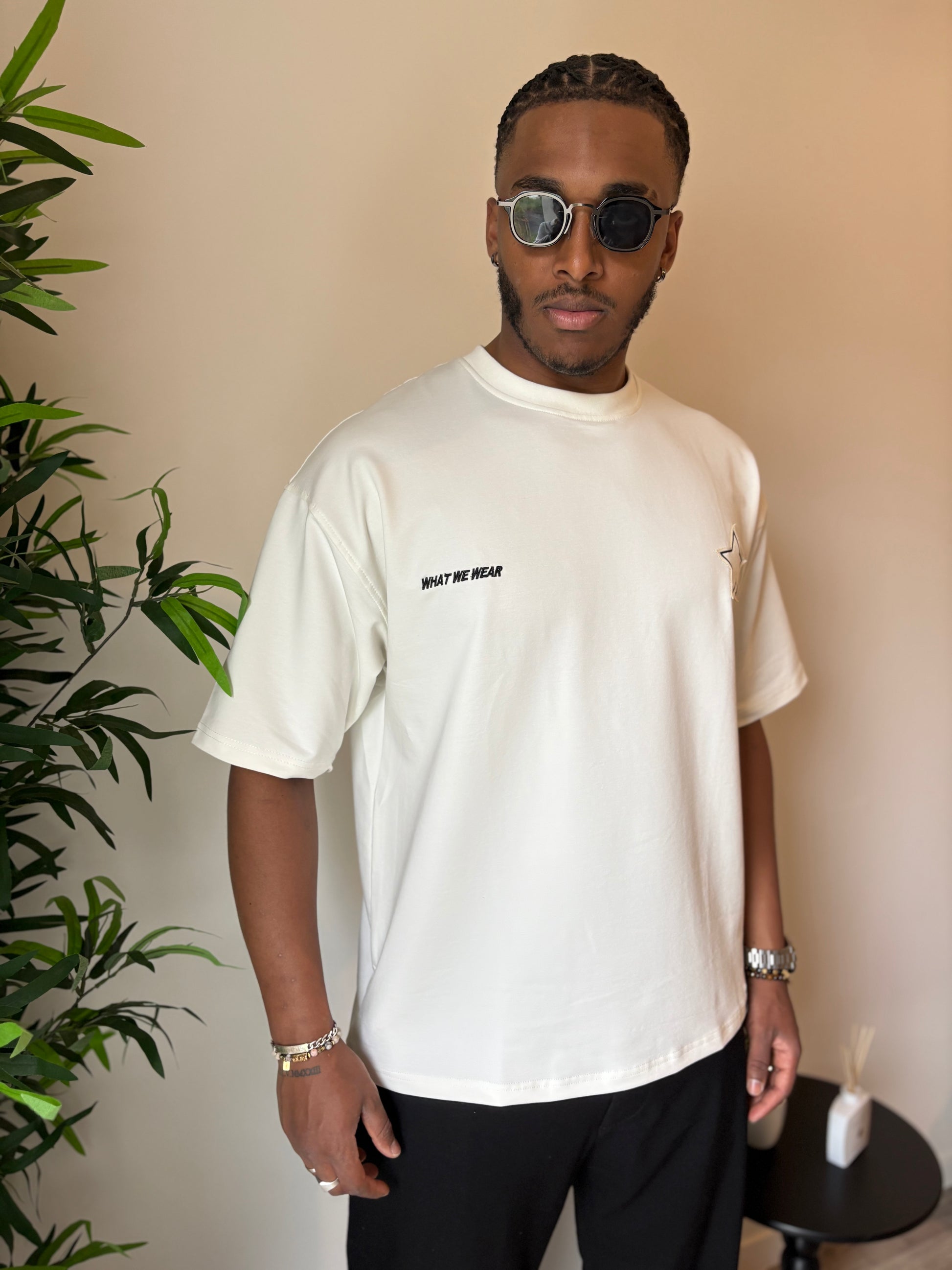 T-shirt Homme Oversize  Etoile-Blanc Pur