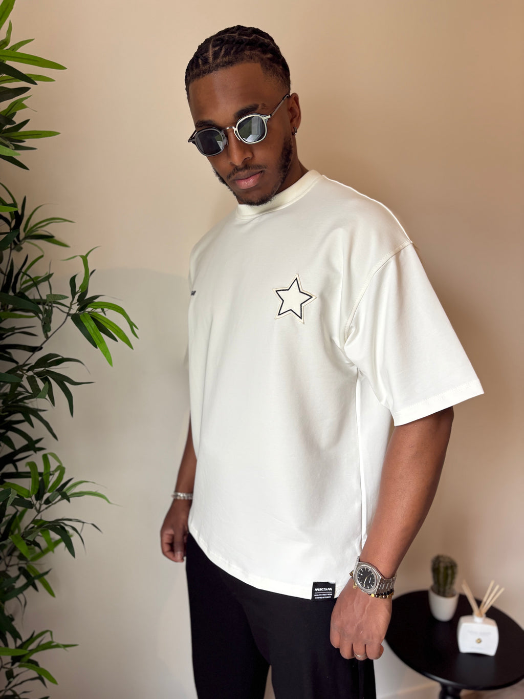 T-shirt Homme Oversize  Etoile-Blanc Pur