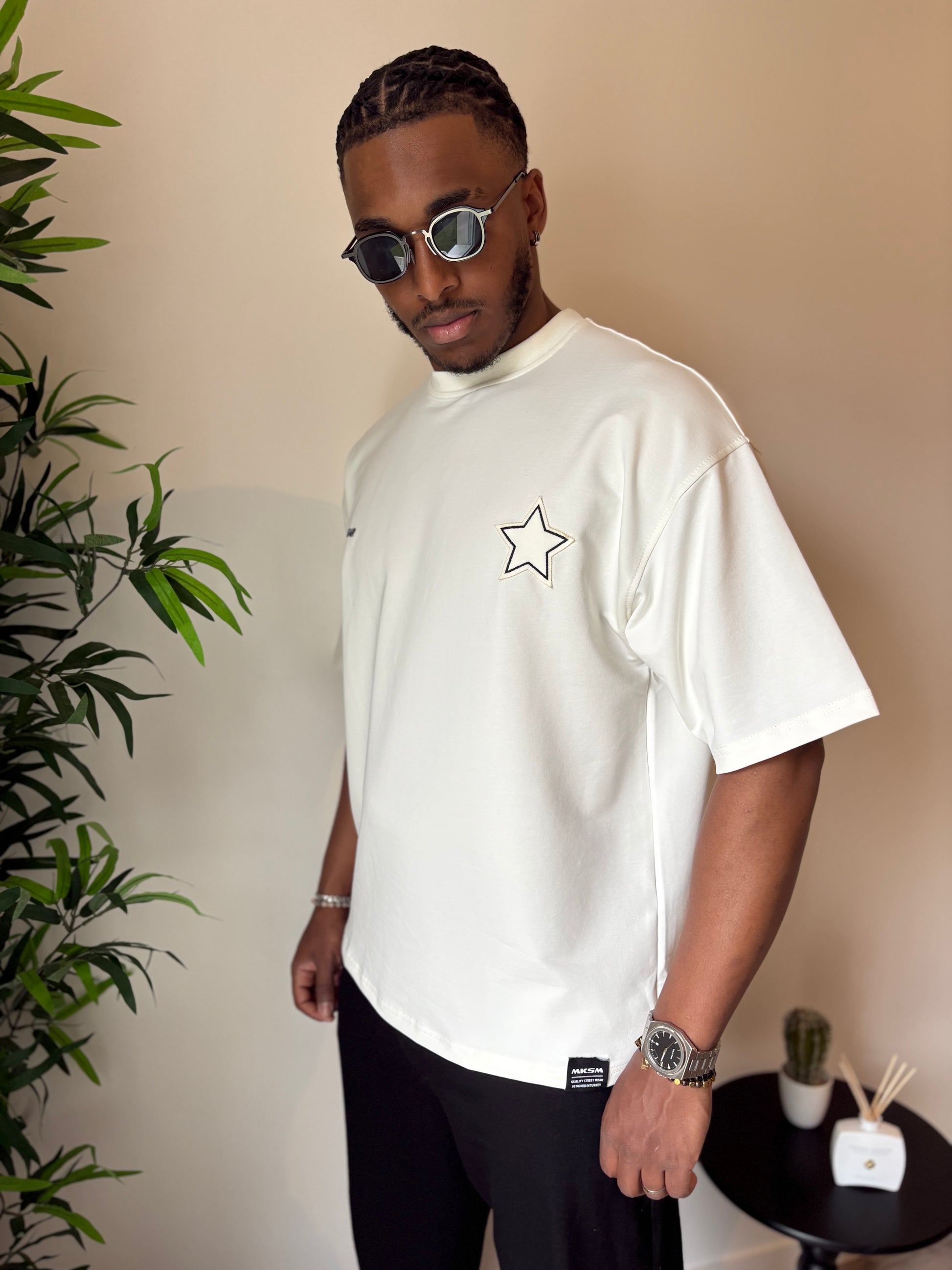 T-shirt Homme Oversize  Etoile-Blanc Pur