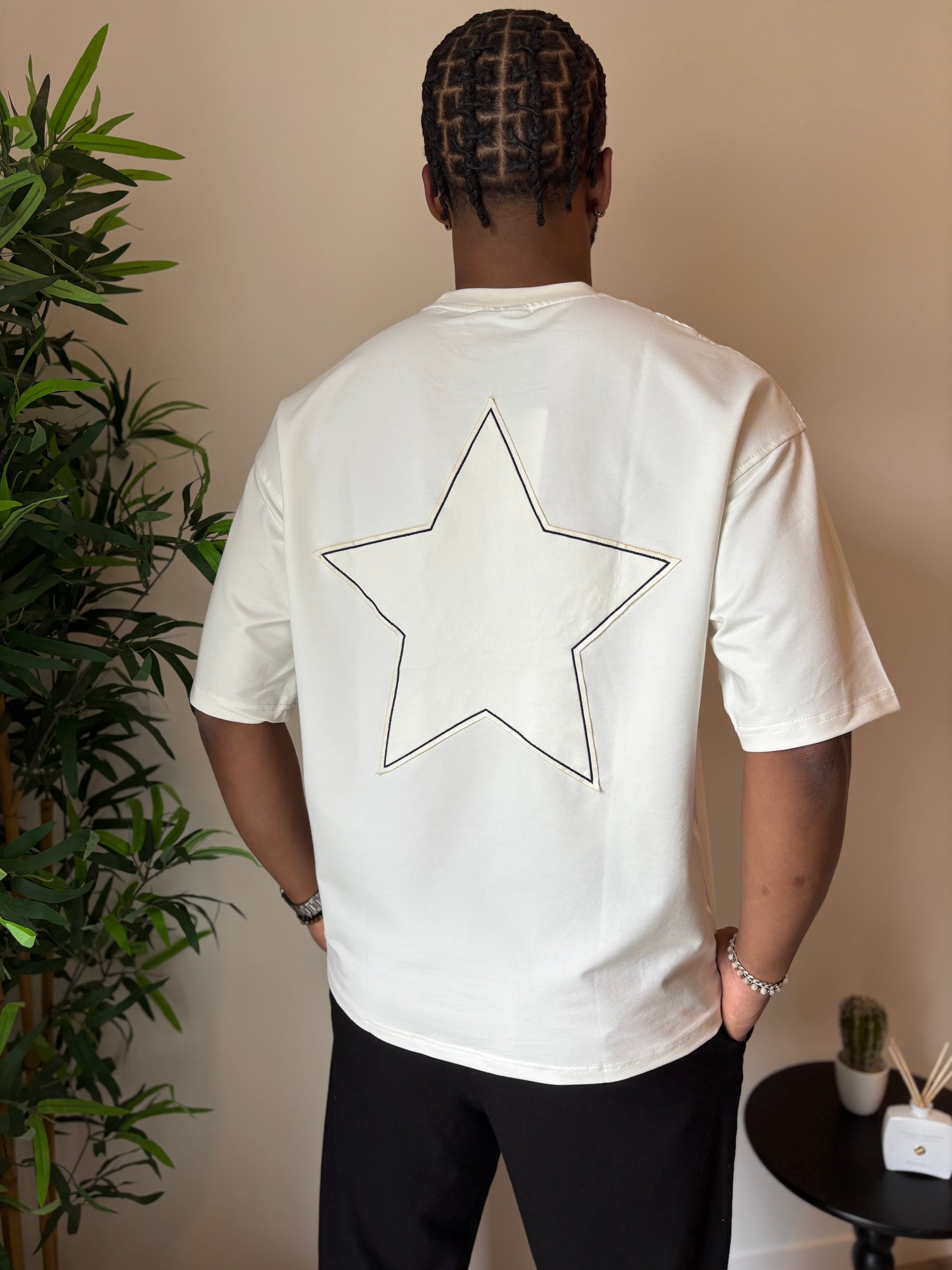 T-shirt Homme Oversize  Etoile-Blanc Pur