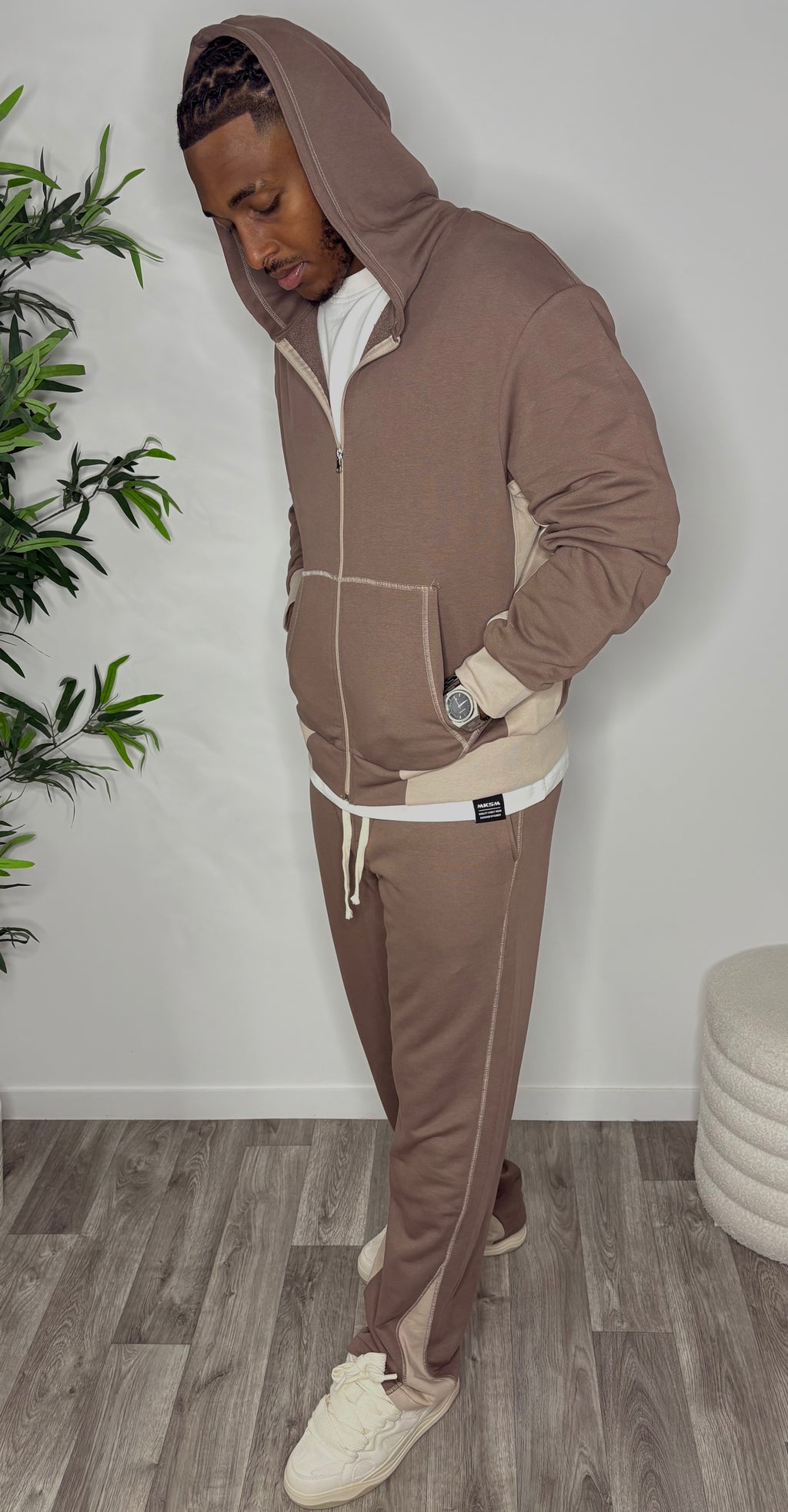 Ensemble Jogging Marron & Beige - Coupe Relax