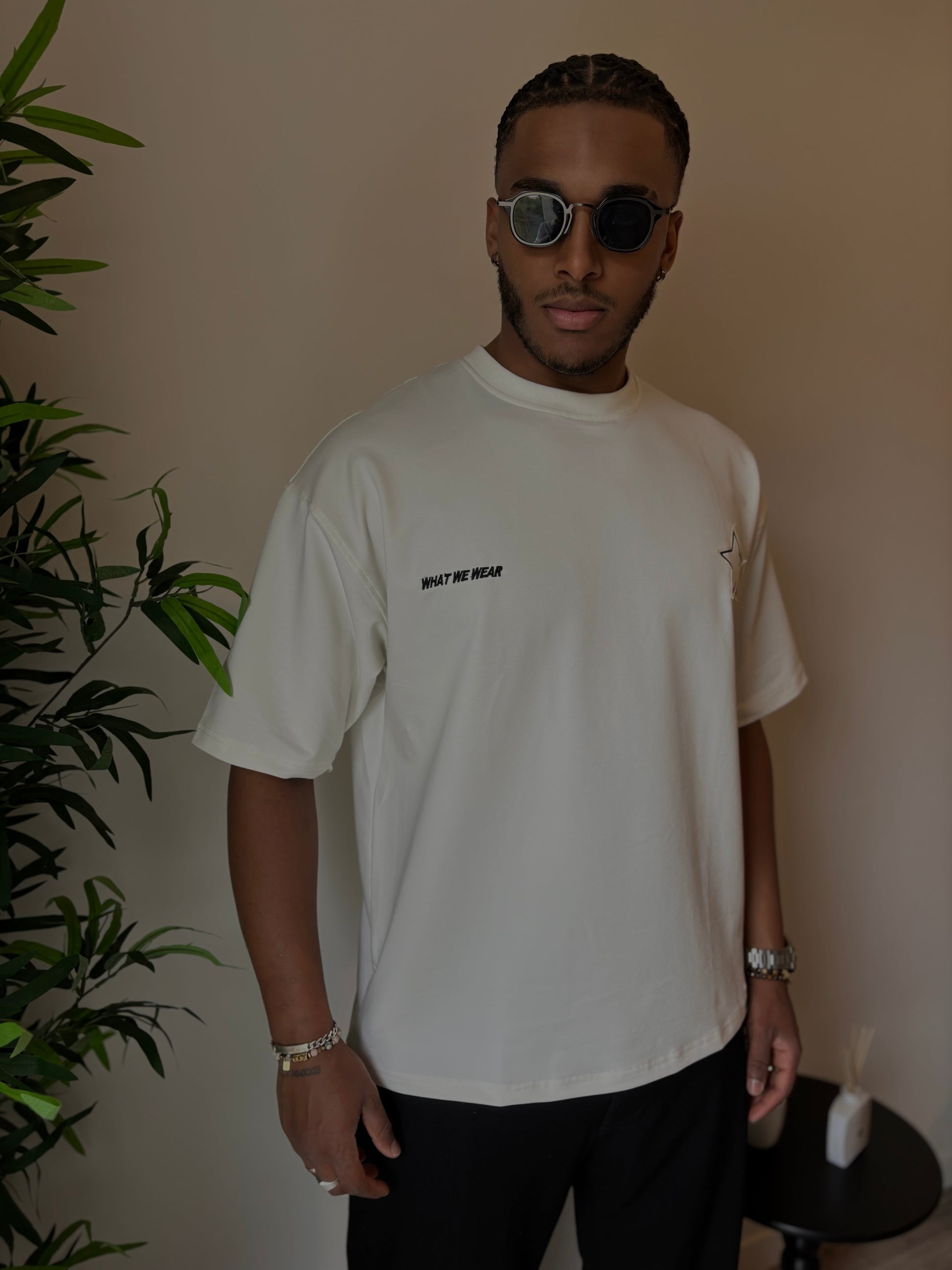 T-shirt Homme Oversize  Etoile-Blanc Pur