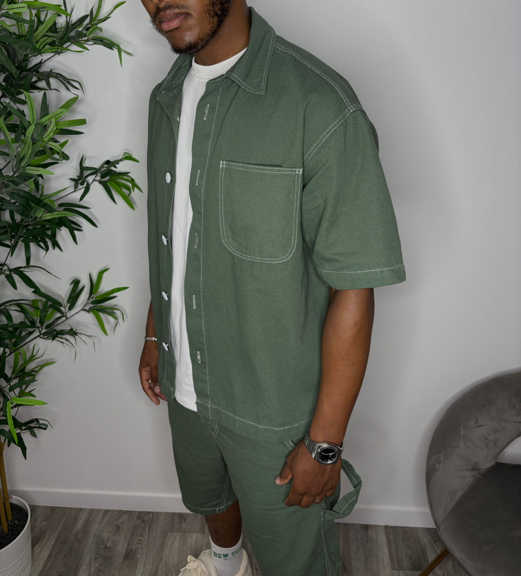 Ensemble short en Jean Vert Kaki
