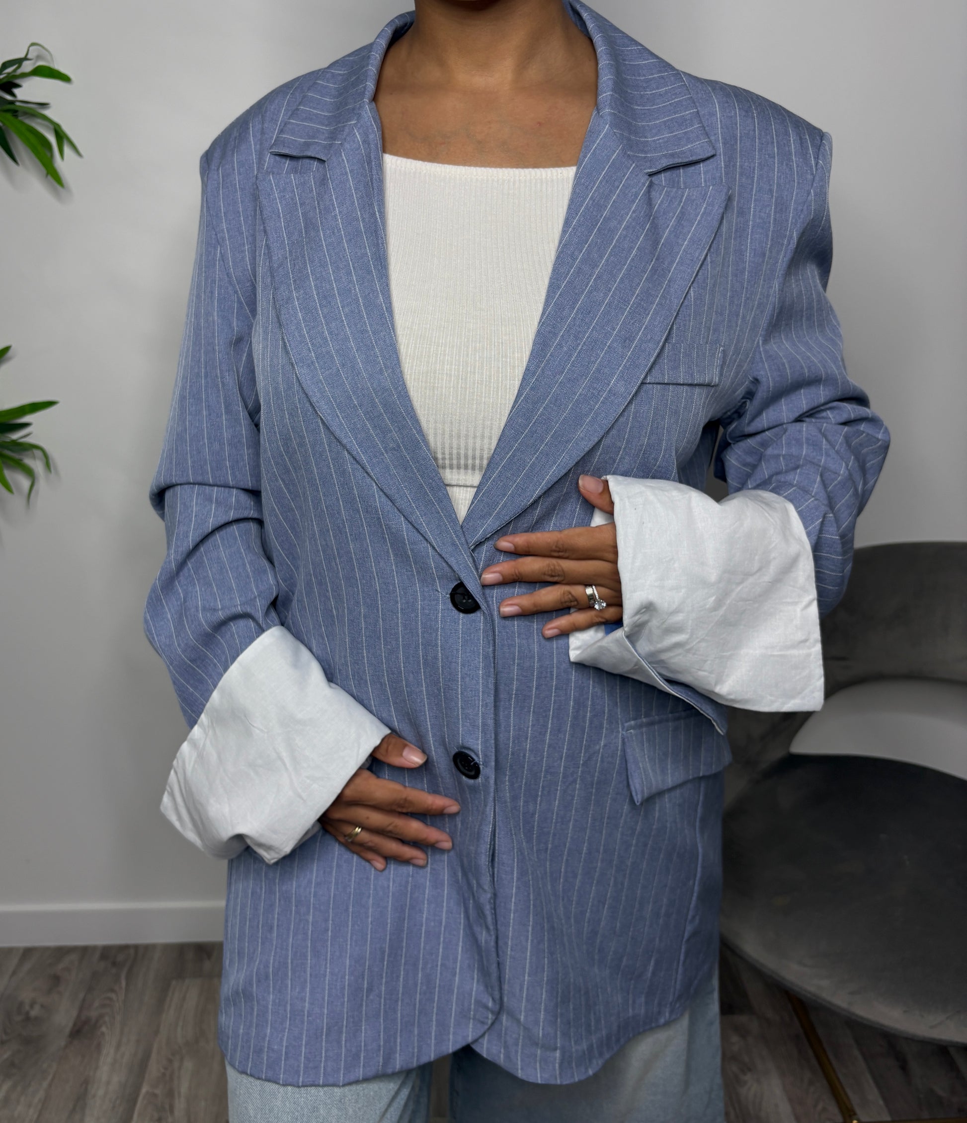 Veste Blazer Oversize Rayure
